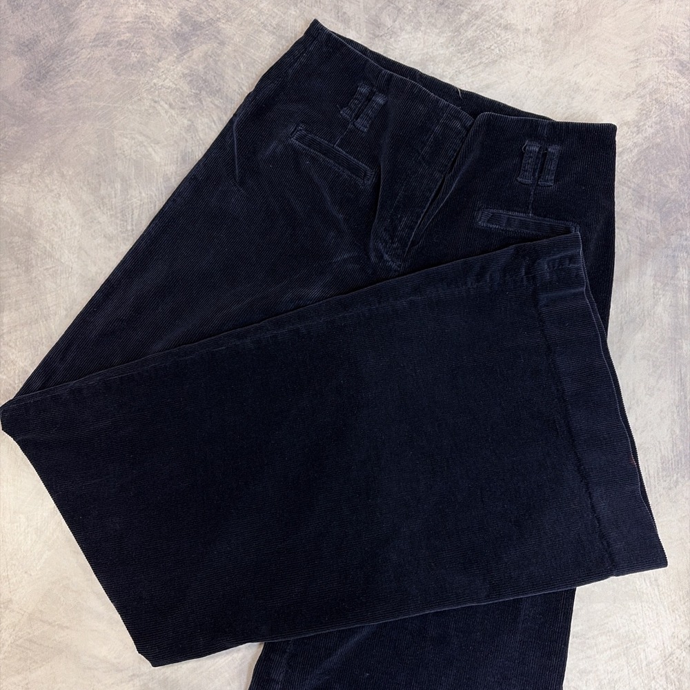 Cartonnier Corduroy Wide Leg Pants Womens 8 Navy Blue High Rise Trouser